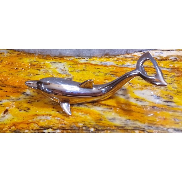 Vintage Silver Plate Dolphin bottle Opener Beer drinker Man cave gift - Picture 3 of 3